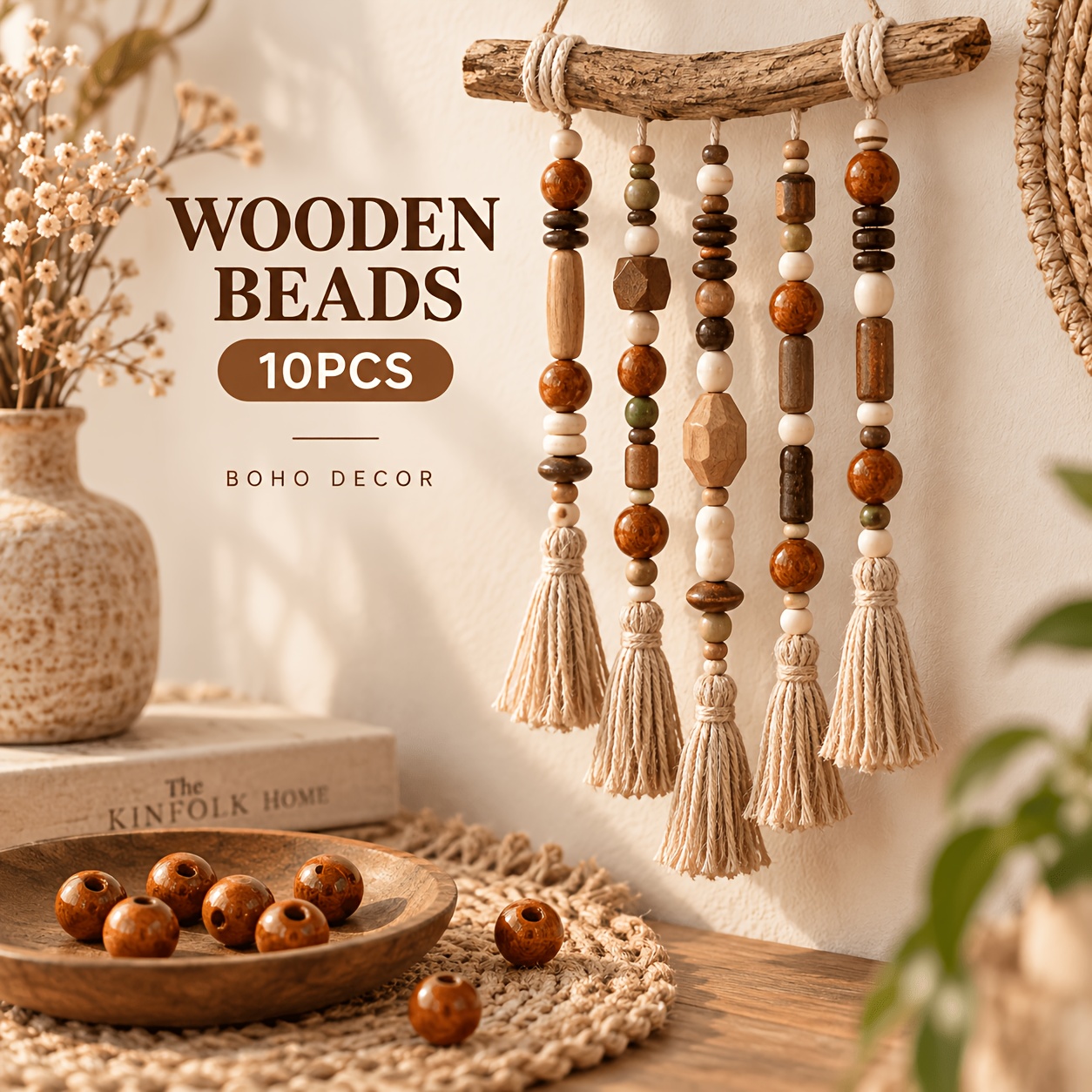 10pcs Wood Round Spacer Beads for DIY Jewellery Making